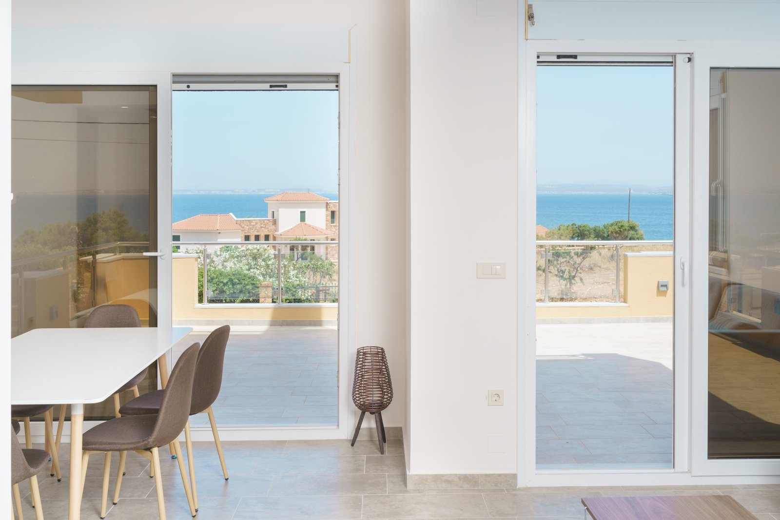 Private balcony with panoramic sea view in Karfas Chios Greece