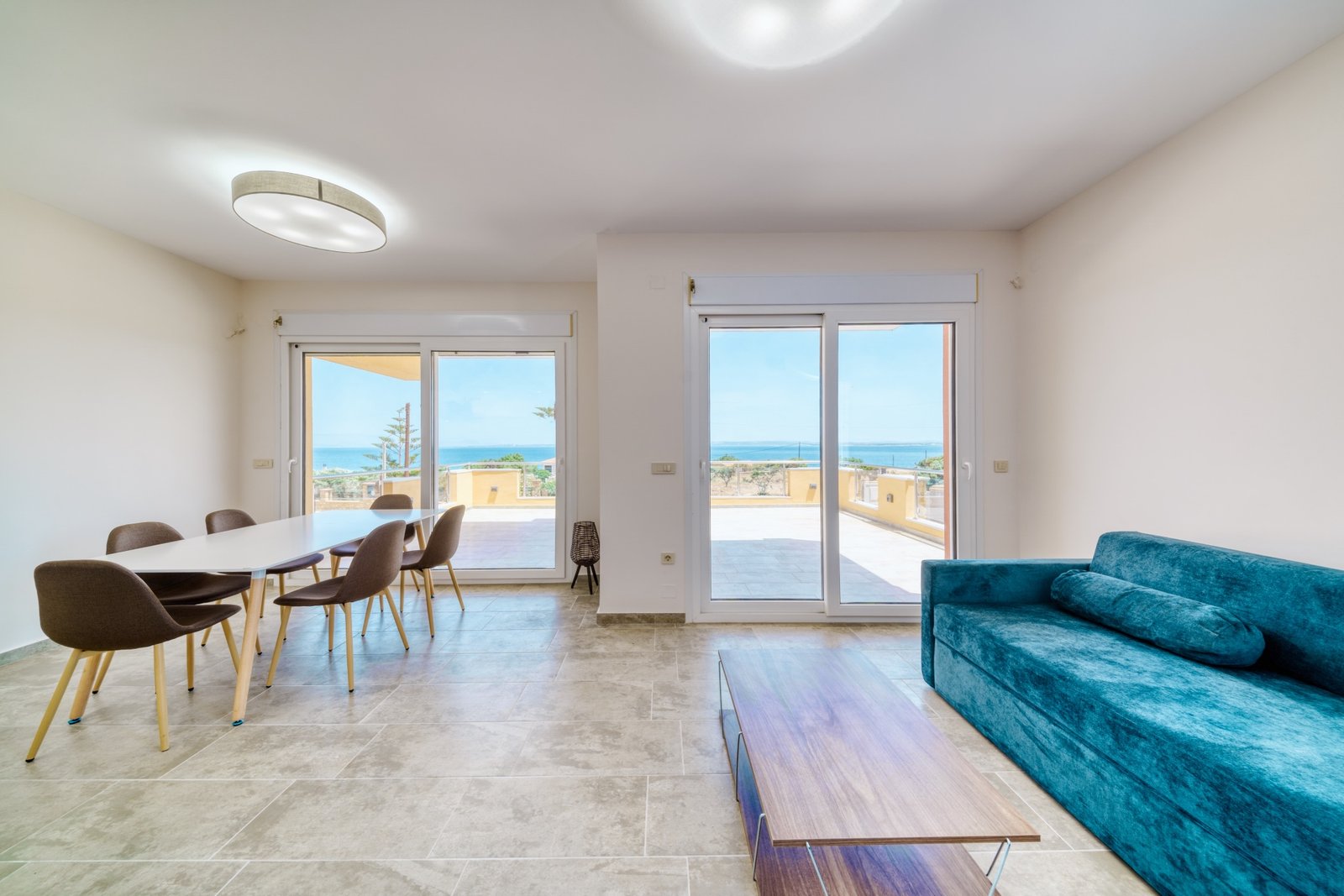 Luxury living room with sea view at Lina Luxe Apartment Nikolaos in Karfas Chios